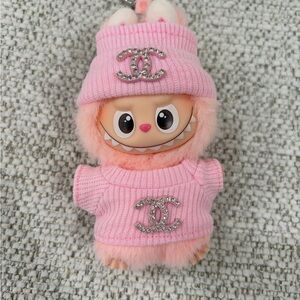 Pink sparkly outfit for mini labubu pin for love 4.0